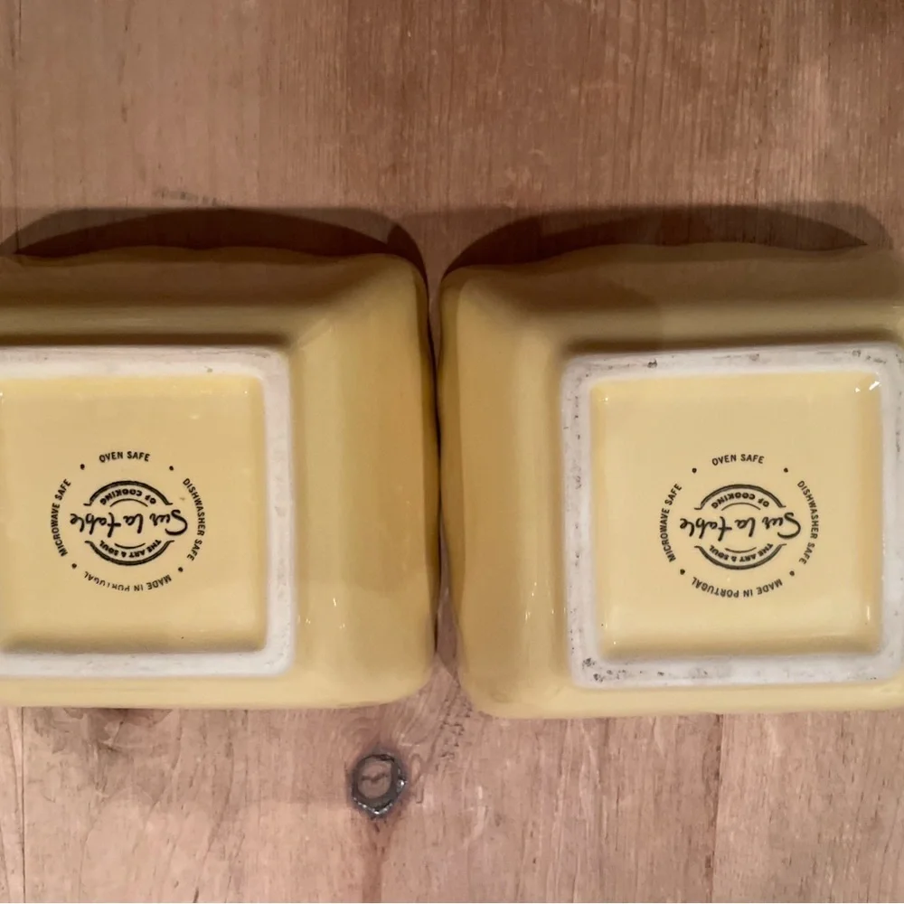Sur La Table Set of 2 mustard gold stoneware tuscan serving bowls